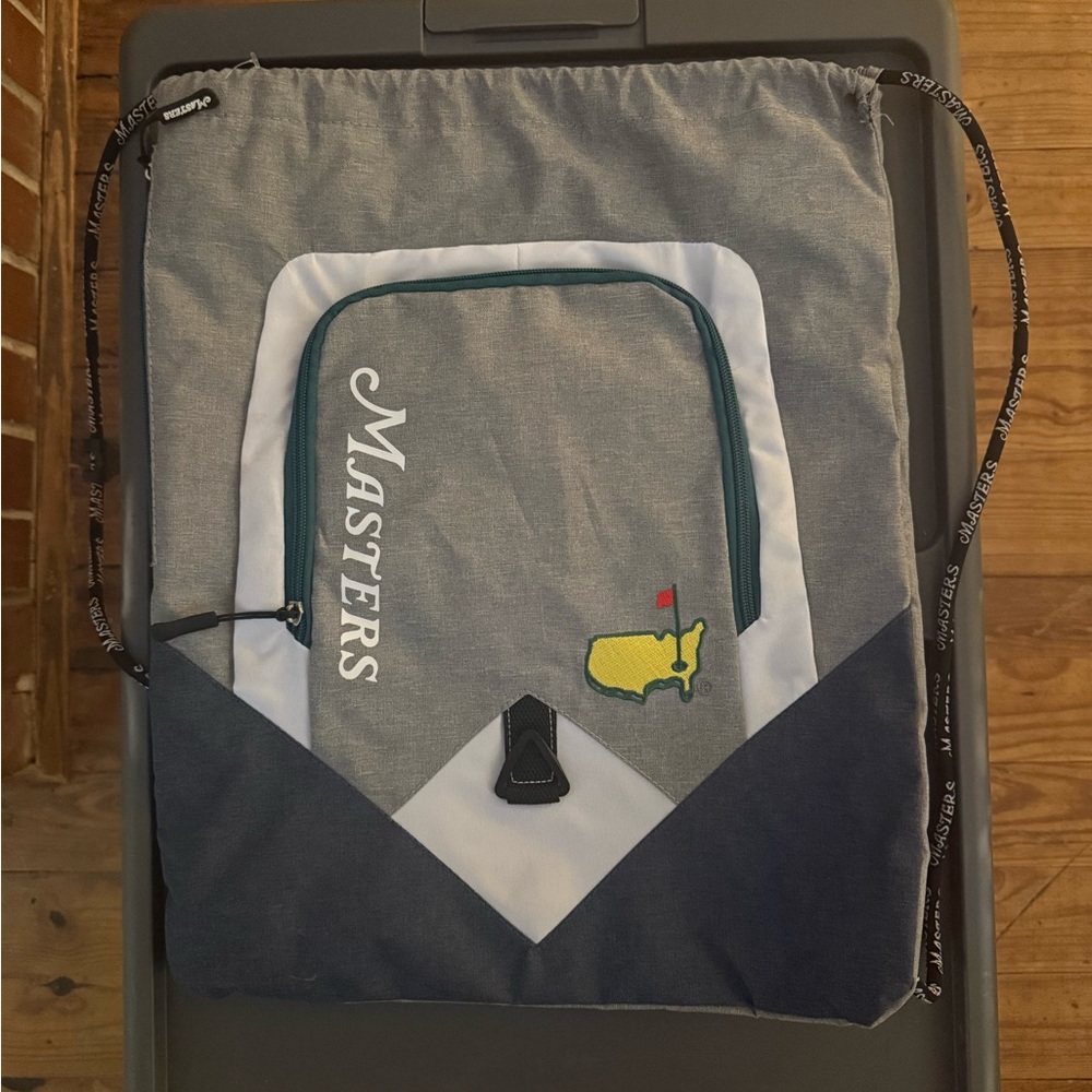 Masters Gray and Blue Drawstring Bag